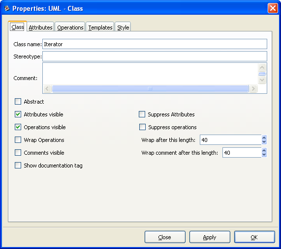 UML Class Properties