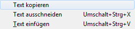 Text-Befehle im Menü "Bearbeiten"