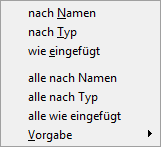 Sortieroptionen im Diagrammbaum