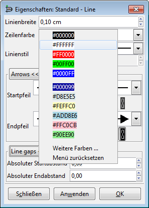 Farbauswahlliste